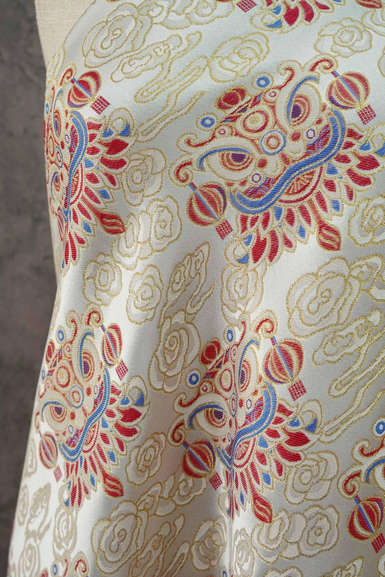 Song Brocade Fabric: Baoxiang Gold Thread Jacquard - Emperor Robe Style