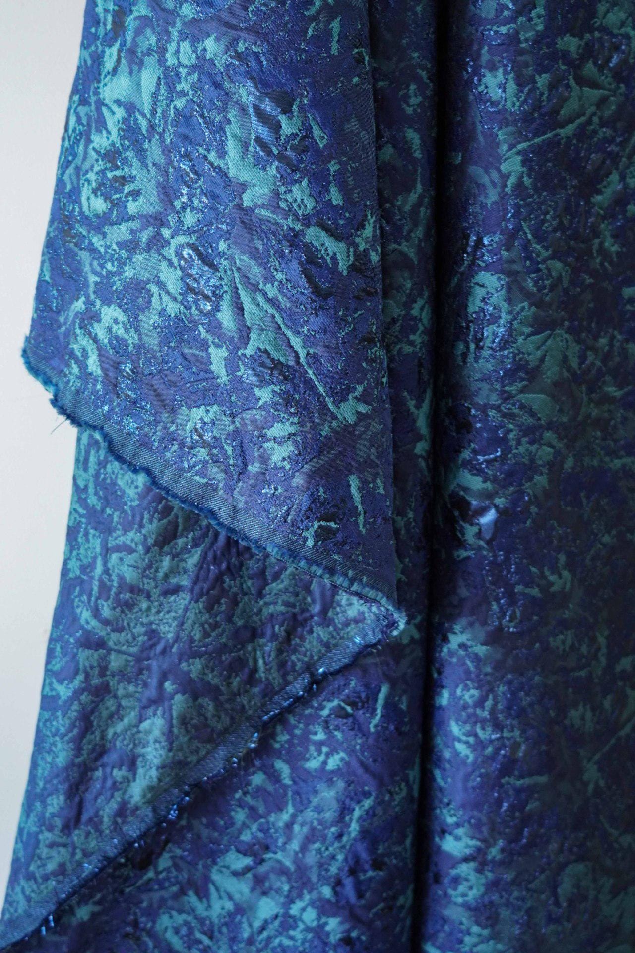 Dark Blue Jacquard Fabric: Retro 3D Texture, Upholstery & Sewing, 59" Wide