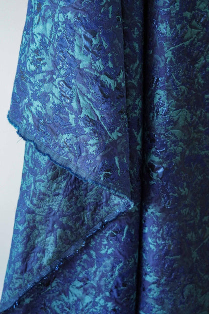 Dark Blue Jacquard Fabric: Retro 3D Texture, Upholstery & Sewing, 59" Wide