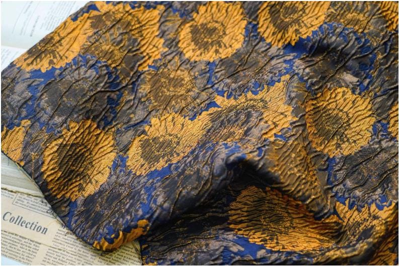 Tissu jacquard à motif floral : style peinture à l’huile, ameublement, costume – 160 cm de large