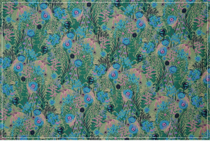 Floral Jacquard Woven Fabric: Reversible 3D Green Flower Pattern, 54"W