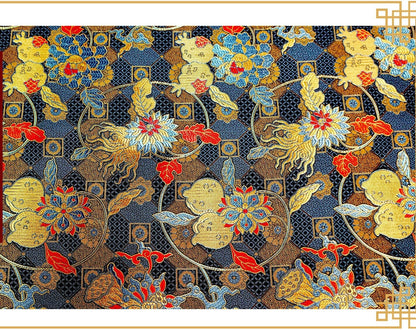 Tissu brocart de soie à motif grenade : rayonne pour ameublement, costumes et décoration (45 po de largeur, 1 mètre)