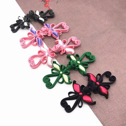 Boutons de cheongsam papillon en satin : attaches décoratives en forme de nœud (paire)