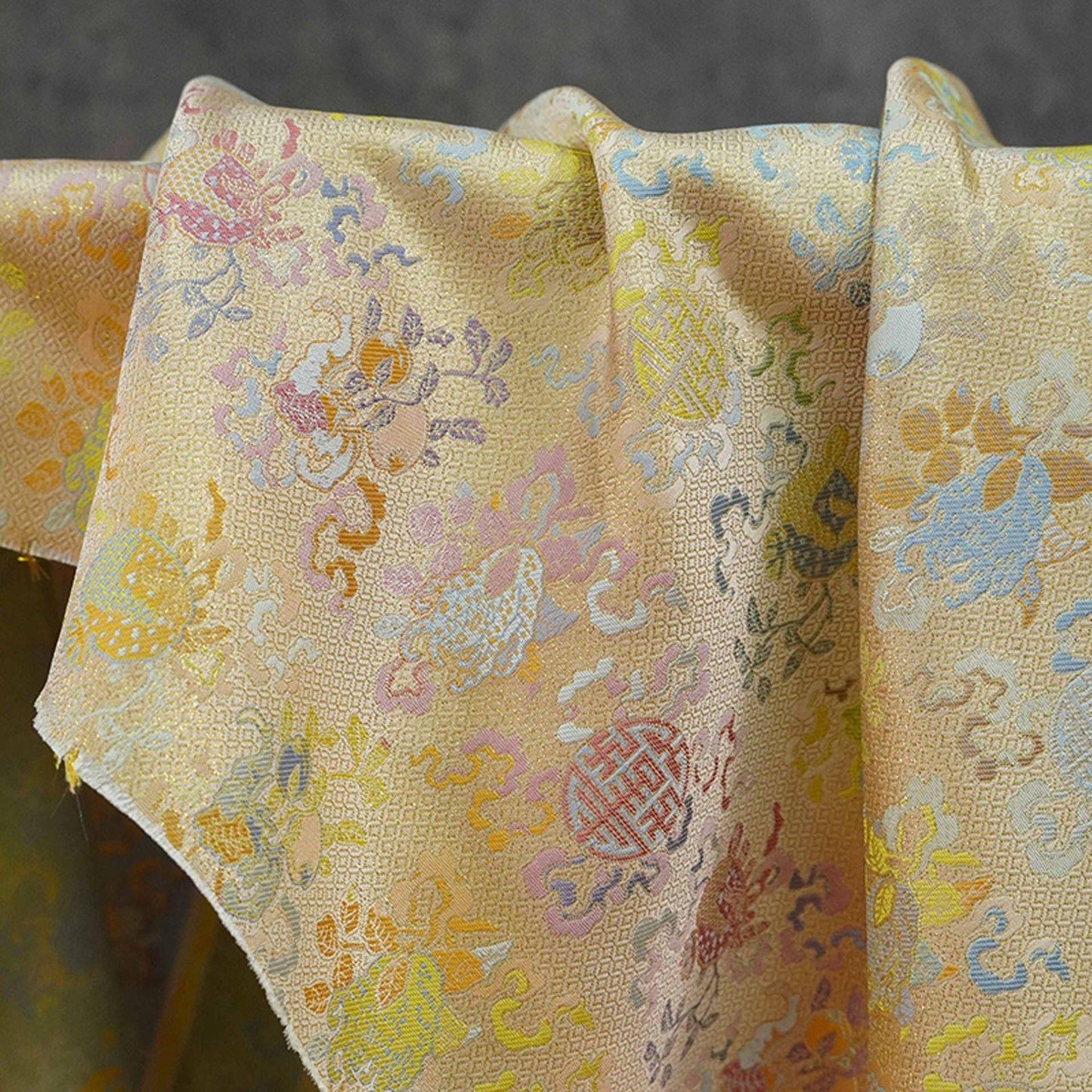 Three Fortunes��� Brocade ��� Traditional Song-Inspired Gold Thread Jacquar" Wide