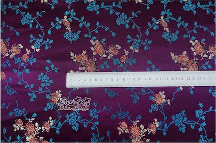 Peony Silk Brocade Fabric: 29.5"W Rayon Damask
