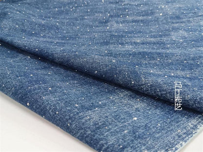 Tissu denim délavé avec strass ��" Large, matériau pour vêtements à faire soi-même