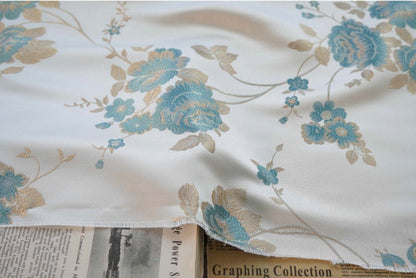 Floral Damask Brocade Fabric: 56"W Polyester Rayon Blend