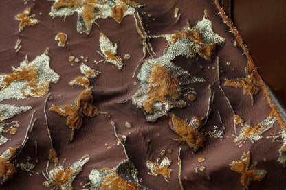 Embossed Butterfly Brocade Fabric: Gold Thread Jacquard Ink Splash - Sewing Material