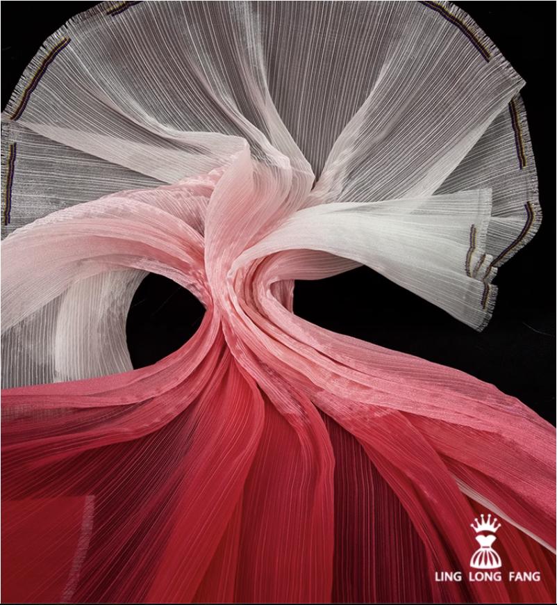Shiny Crinkle Organza Fabric: 55" Wide Pleated Texture - Wedding & Gown Design