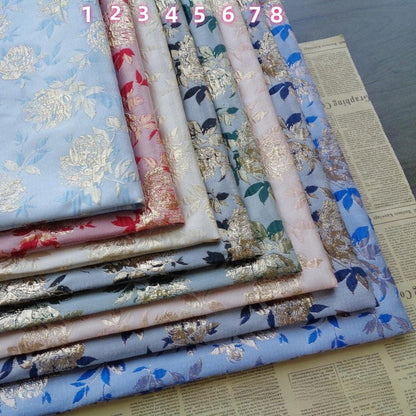 Gold Thread Floral Jacquard Fabric: Vintage Style Upholstery, Sewing (55"W By 1 Meter)