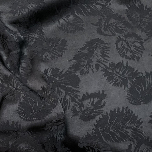 Tissu d'ameublement en rayonne satinée à motif de feuilles - Largeur 150 cm