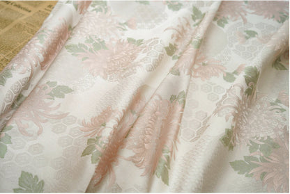 Tissu jacquard brocart pivoine rose pâle - Style palais rétro