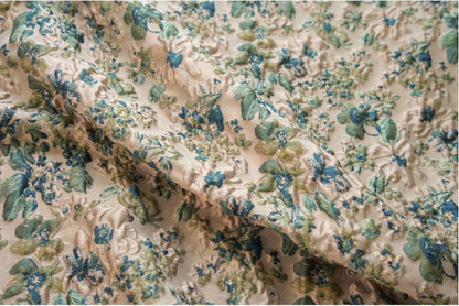Vintage French Jacquard Fabric: 3D Floral Texture, Upholstery & Sewing, 53" Wide
