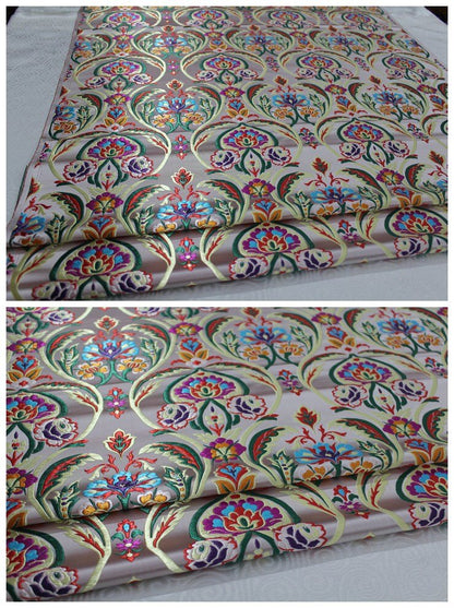 Floral Jacquard Brocade Fabric: Chinese Mongolian Style (By The Meter) - Poppylollipop