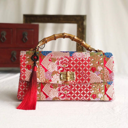 Nishijin Floral Jacquard Brocade Fabric: Japanese Silk Rayon Blend