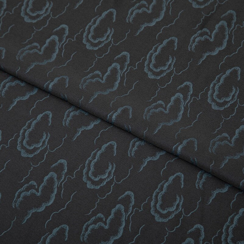 Nishijin Ori Brocade Satin Fabric: Cloud Flowers, Japanese Decor (59" Wide)