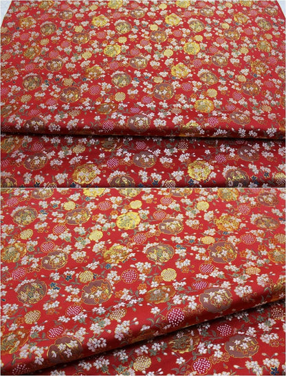 Japanese Dianthus Silk Brocade Fabric: Kimono Bowknot Sewing Material