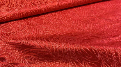 Black Peacock Brocade Fabric: Silk Rayon Jacquard, 29"W