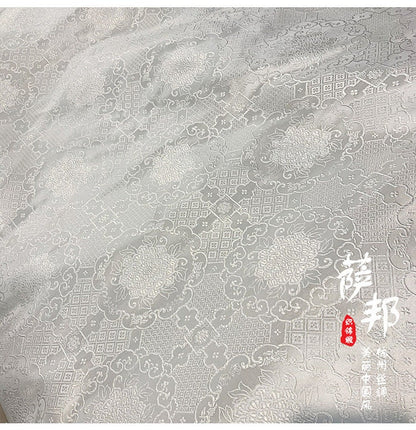 Black & White Metallic Silk Brocade Fabric: Traditional Upholstery, Quilting - By The Meter