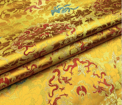 Dragon Brocade Fabric: Multicolor Chinese Silk Rayon Blend (29.5" Wide)