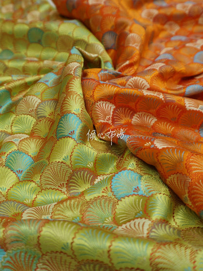 Japanese Shell Kinran Brocade Fabric: Silk Rayon Blend, 29.5�ï