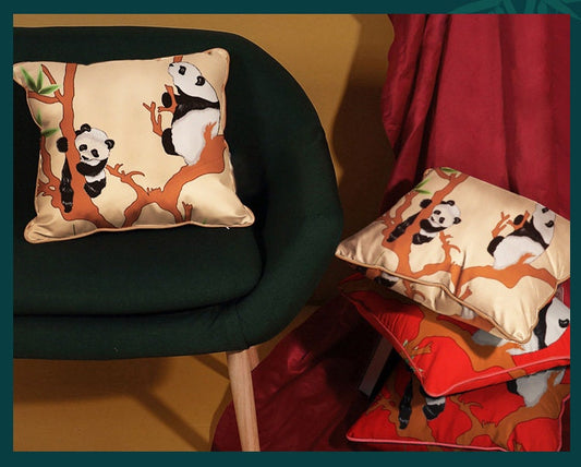 Tissu satiné imprimé panda : polyester doux, 145 cm de large