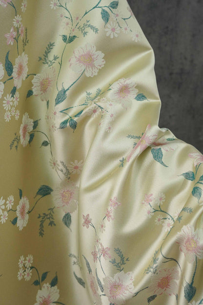 Floral Gold Thread Brocade Fabric - Luxury Jacquard Material, 58" Wide