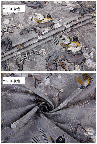 Bird Jacquard Fabric: 57"W Polyester Upholstery, Costume & Decor