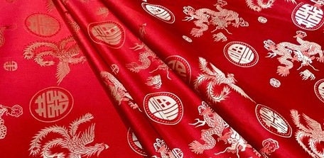Tissu brocart Dragon Rouge : Rayonne 35"L pour couture et ameublement