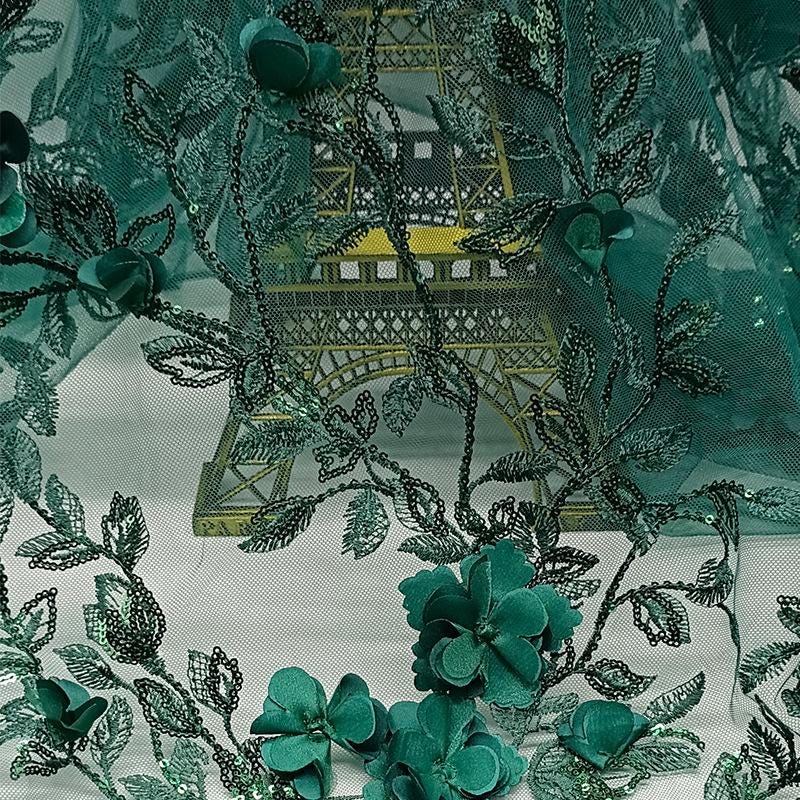 Foil Flower 3D Embroidery Mesh Fabric ��� Bridal Wedding Veil, By Th