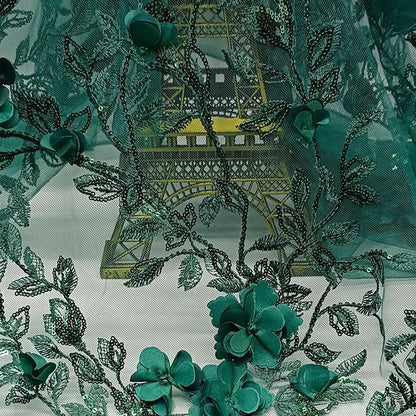 Foil Flower 3D Embroidery Mesh Fabric ��� Bridal Wedding Veil, By Th