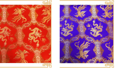 Dragon Phoenix Brocade Fabric: 45"W Silk Rayon Jacquard