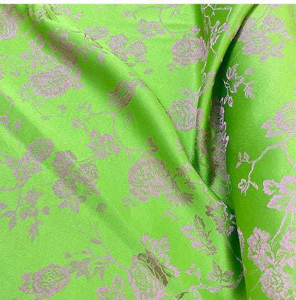 Apple Green Floral Jacquard Fabric: Cotton Lyocell Blend, 57" Wide