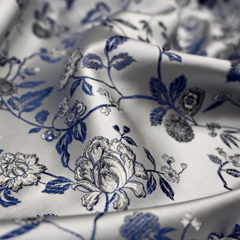 Floral Brocade Fabric: Fairy Jade, Silver & Champagne Silk Rayon Blend