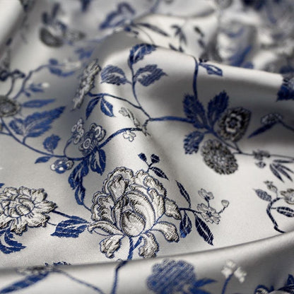 Floral Brocade Fabric: Fairy Jade, Silver & Champagne Silk Rayon Blend