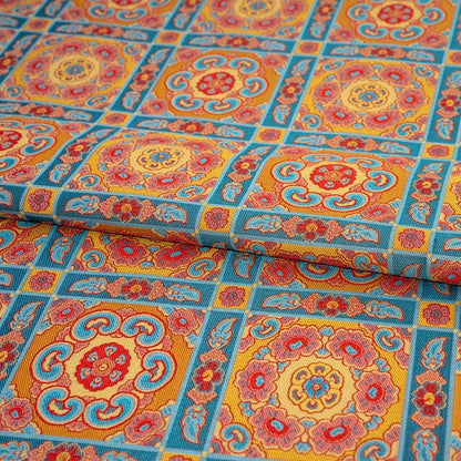 Tissu brocart à motifs floraux, motif Baoxiang, 150 cm de large