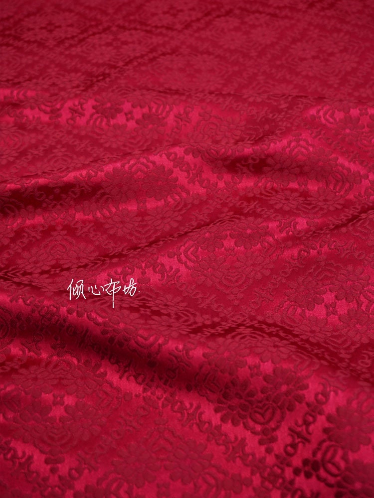 Rhombus Brocade Satin Fabric: Hanfu Cheongsam Costume Material