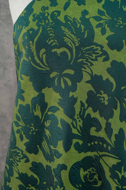 Embossed Floral Jacquard Fabric ��� Green Vintage Style Upholste" Wide