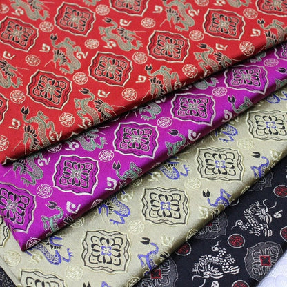 Flying Dragon Brocade Fabric: Chinese Emperor Robe Silk Blend (29.5"W)