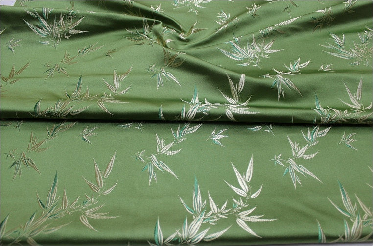 Bamboo Flower Silk Brocade Fabric: Quilting Sewing Upholstery (29.5" Wide)