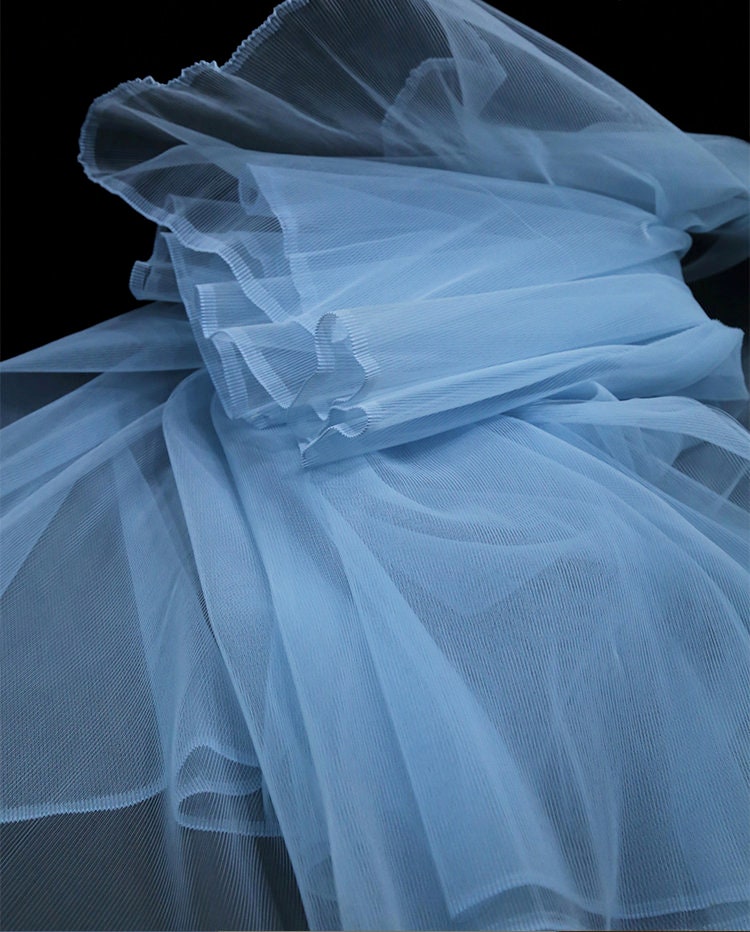 Pleated Organza Fabric: Stiff Texture Designer Material, 62" Wide