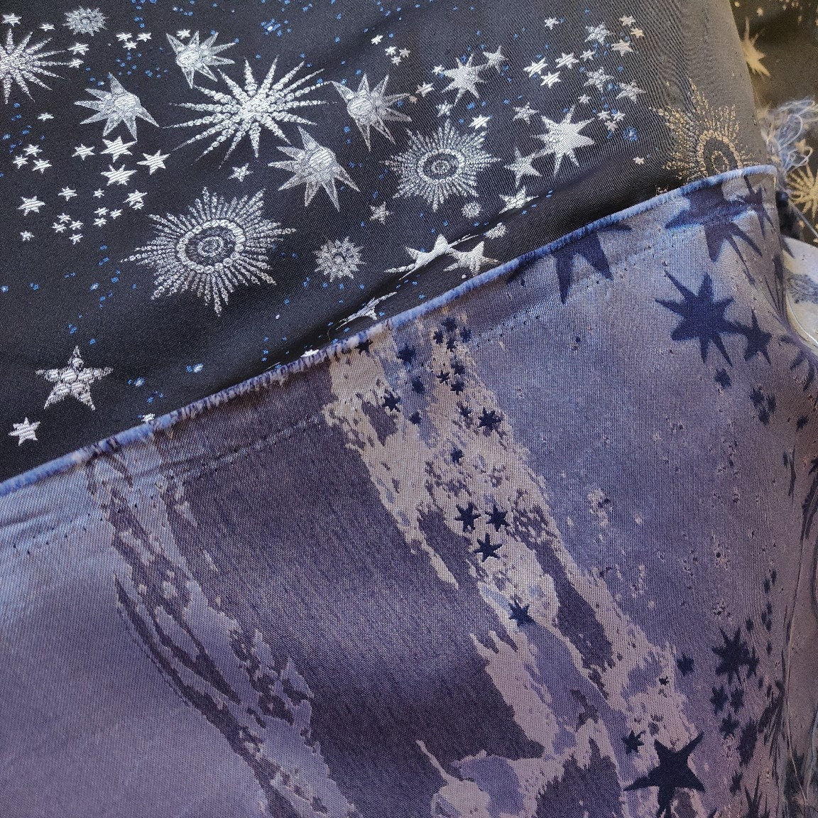 Galaxy Jacquard Fabric: Dark Blue Universe Cotton Blend, 59" Wide