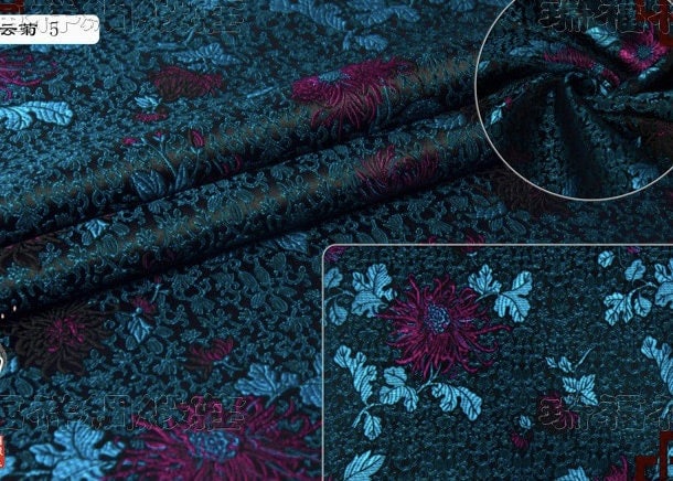 Chrysanthemum Silk Brocade Fabric: Colorful Cheongsam Qipao Sewing Material