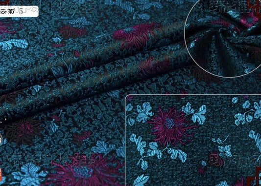 Chrysanthemum Silk Brocade Fabric: Colorful Cheongsam Qipao Sewing Material