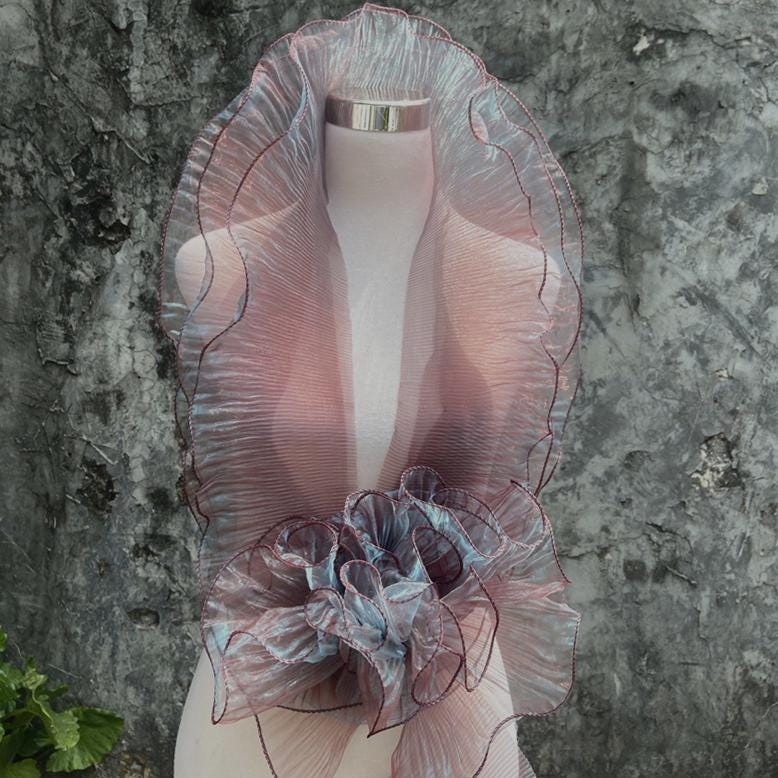 3D Ruffle Organza Fabric: Two-Toned Stiff Texture (13cm Wide)