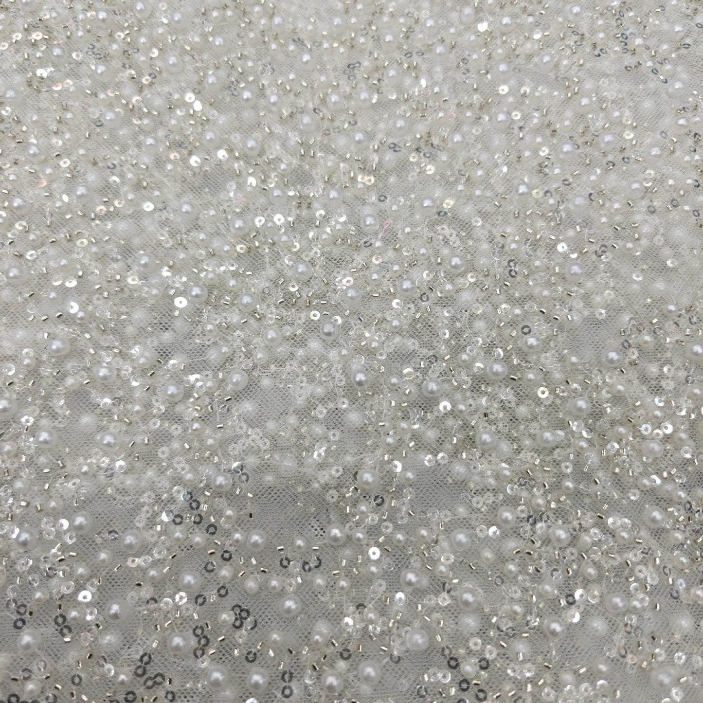 Beaded French Lace Fabric: Bridal Wedding Dress Gown Material - 50"W