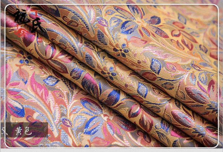 Dahlia Silk Brocade Fabric: 45" Wide, Cheongsam Upholstery Sewing Fabric