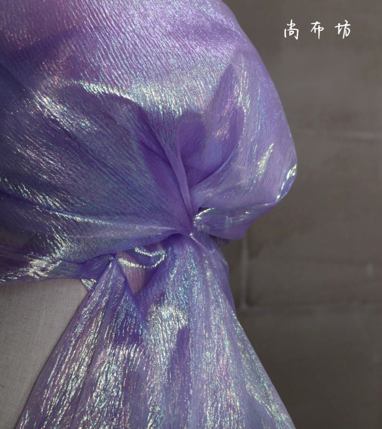 Bright Purple Pleated Mesh Fabric, Cosplay, Wedding, DIY