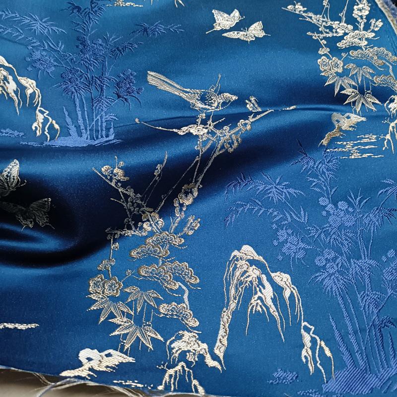 Black Butterfly Brocade Fabric: 55"W Cheongsam Qipao Sewing Material