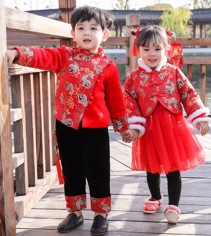 Tissu brocart à motif de carpes : vêtements pour le Nouvel An chinois, matelassage (largeur : 145 cm)